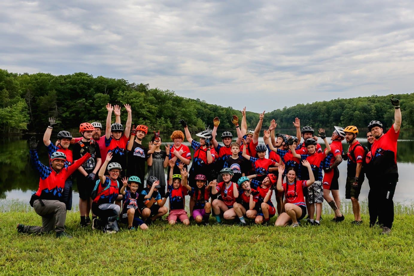Team photo by the lake